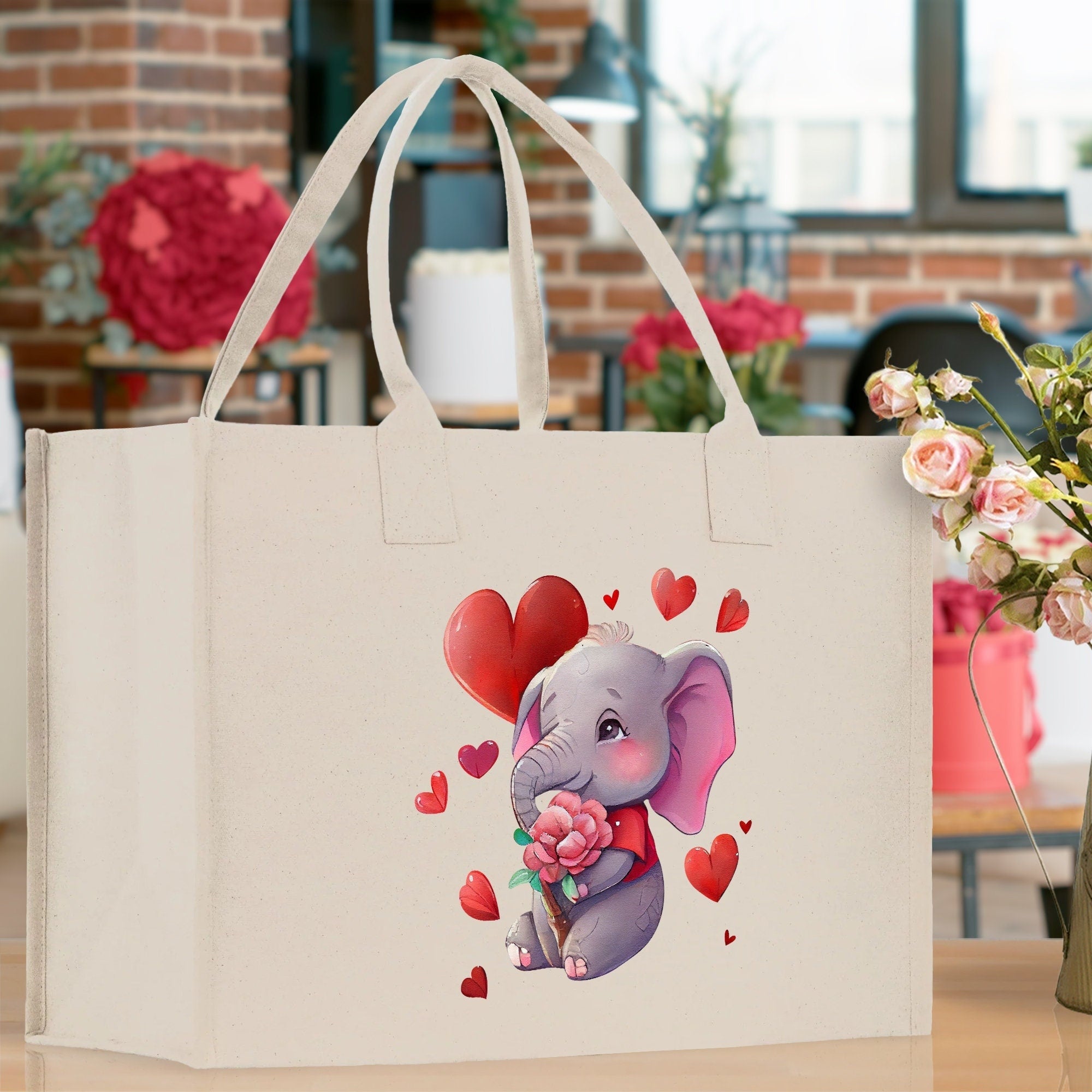 Heart Canvas Tote Bag Happy Valentines Day Gift for Her Love Tote Bag Lovers Gift Mother Day Gift Cute Valentines Gift - Aaria Tees Aaria Tees