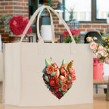 Heart Canvas Tote Bag Happy Valentines Day Gift for Her Love Tote Bag Lovers Gift Mother Day Gift Cute Valentines Gift - Aaria Tees Aaria Tees