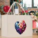 Heart Canvas Tote Bag Happy Valentines Day Gift for Her Love Tote Bag Lovers Gift Mother Day Gift Cute Valentines Gift - Aaria Tees Aaria Tees