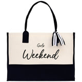 Girls Weekend Canvas Tote Bag Birthday Gift for Her Weekender Tote Bag Beach Tote Bag Large Beach Tote Bag - Aaria Tees Aaria Tees