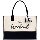 Girls Weekend Canvas Tote Bag Birthday Gift for Her Weekender Tote Bag Beach Tote Bag Large Beach Tote Bag - Aaria Tees Aaria Tees