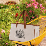 Floral Book Tote Bag Graduation Gift Library Tote School Bag Book worm Bookish Tote Wildflower Book Lover Gift Reader Bloom Canvas Tote - Aaria Tees Aaria Tees