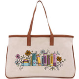 Floral Book Tote Bag Graduation Gift Library Tote School Bag Book worm Bookish Tote Wildflower Book Lover Gift Reader Bloom Canvas Tote - Aaria Tees Aaria Tees