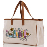 Floral Book Tote Bag Graduation Gift Library Tote School Bag Book worm Bookish Tote Wildflower Book Lover Gift Reader Bloom Canvas Tote - Aaria Tees Aaria Tees
