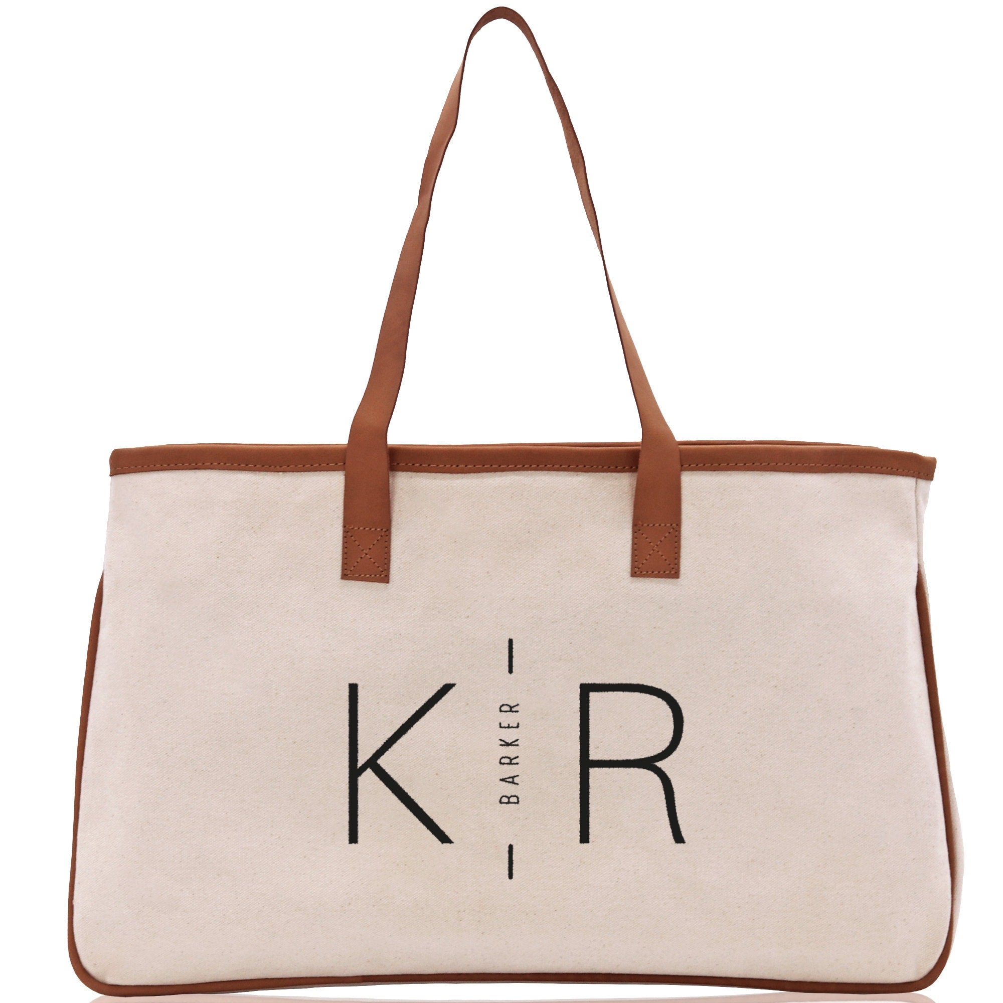 Initials and Last Name Customized Embroidered Tote Bag 100% Cotton Canvas Chic Personalized Tote Bag for Bridesmaid Anniversary Wedding Day - Aaria Tees Aaria Tees