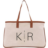 Initials and Last Name Customized Embroidered Tote Bag 100% Cotton Canvas Chic Personalized Tote Bag for Bridesmaid Anniversary Wedding Day - Aaria Tees Aaria Tees
