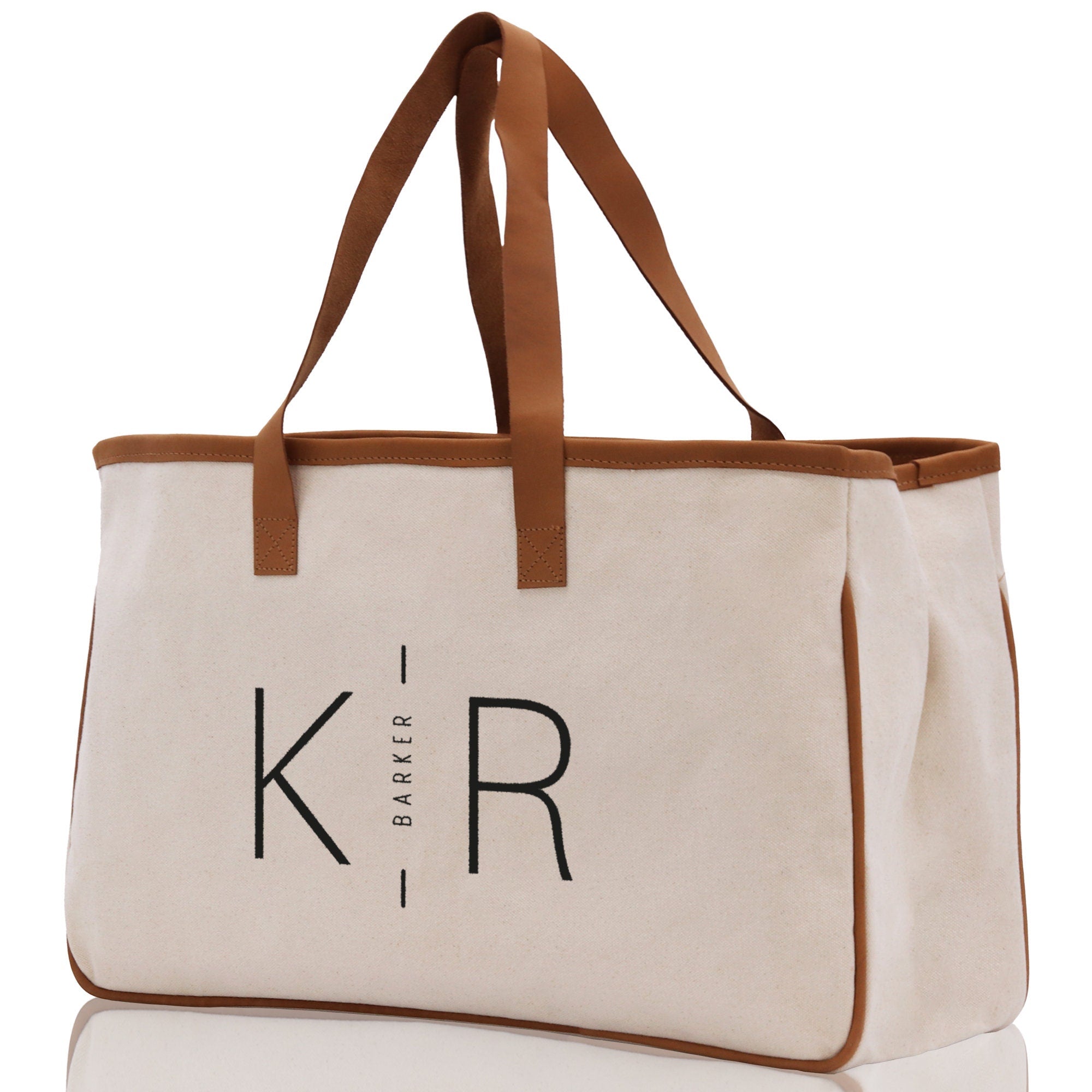 Initials and Last Name Customized Embroidered Tote Bag 100% Cotton Canvas Chic Personalized Tote Bag for Bridesmaid Anniversary Wedding Day - Aaria Tees Aaria Tees