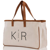 Initials and Last Name Customized Embroidered Tote Bag 100% Cotton Canvas Chic Personalized Tote Bag for Bridesmaid Anniversary Wedding Day - Aaria Tees Aaria Tees