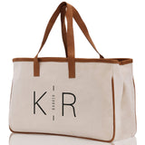 Initials and Last Name Customized Embroidered Tote Bag 100% Cotton Canvas Chic Personalized Tote Bag for Bridesmaid Anniversary Wedding Day - Aaria Tees Aaria Tees