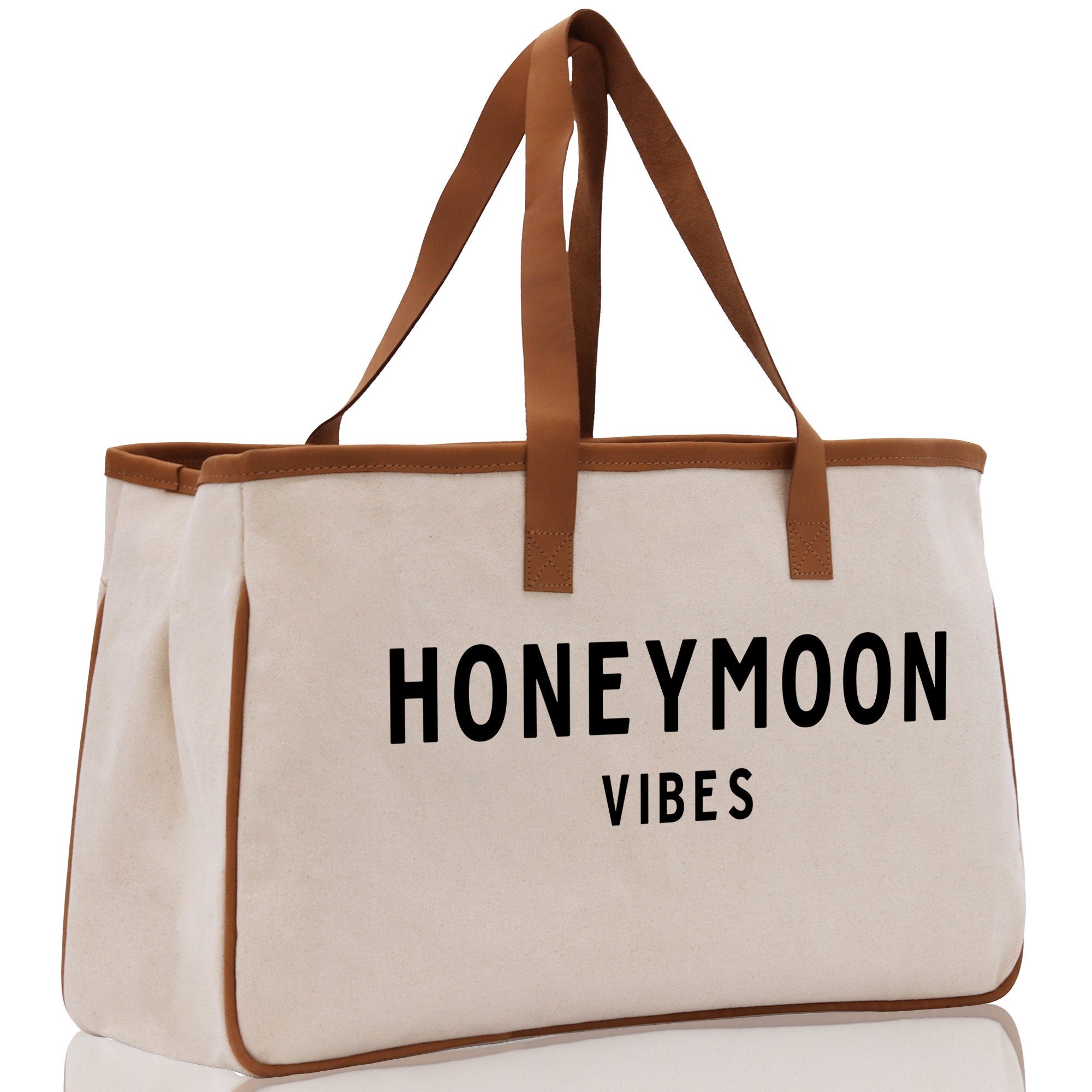 Honeymoon Vibes Beach Tote Bag - Large Chic Tote Bag - Gift for Her - Weekender Bag - Honeymooners Honeymoon Gifts Bridal Gift Newlyweds - Aaria Tees Aaria Tees