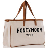 Honeymoon Vibes Beach Tote Bag - Large Chic Tote Bag - Gift for Her - Weekender Bag - Honeymooners Honeymoon Gifts Bridal Gift Newlyweds - Aaria Tees Aaria Tees
