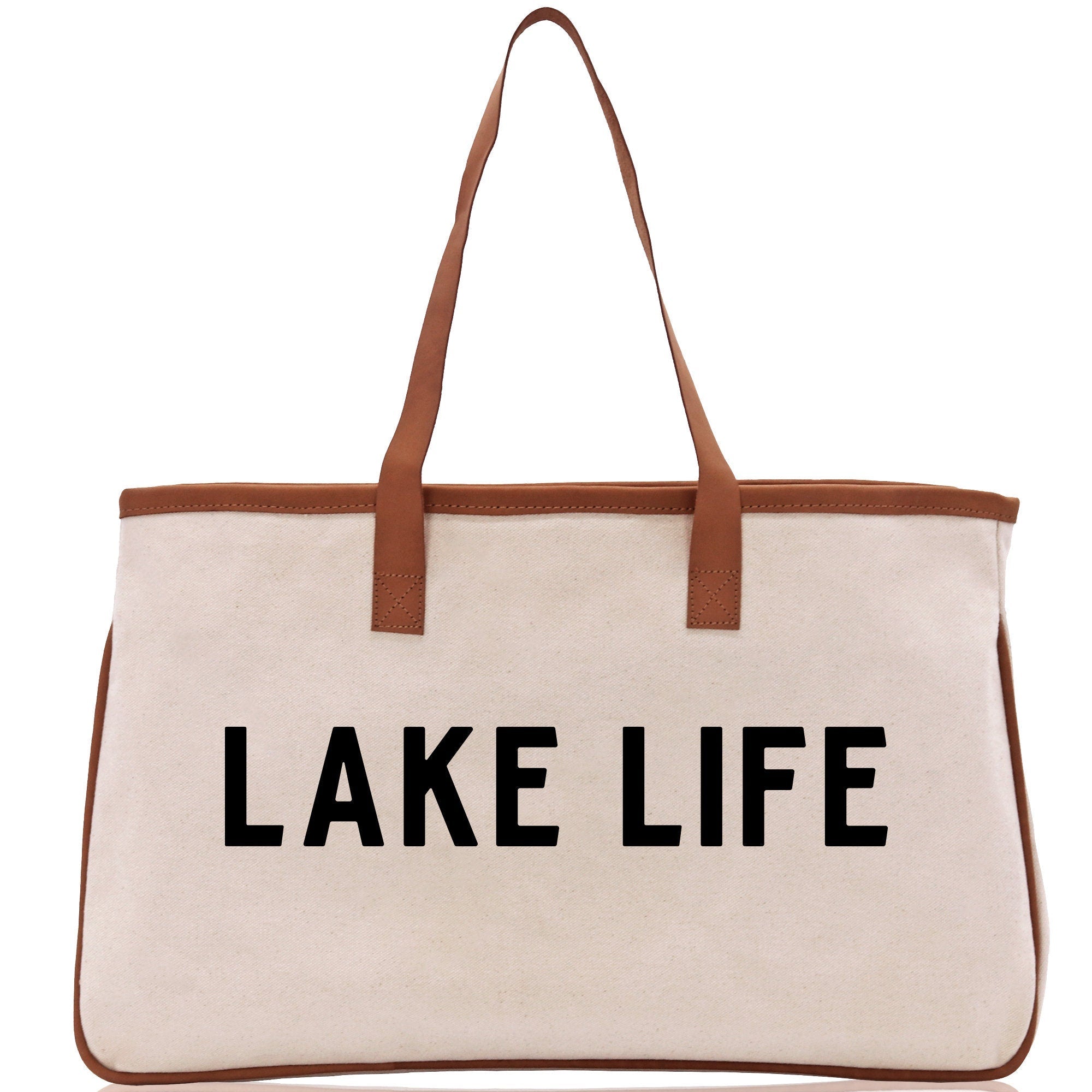 Lake Life Tote Bag - Large Chic Tote Bag - Gift for Her - Girls Weekend Tote - Weekender Bag - Weekend Tote - Boat Bag - Lake Life Gift - Aaria Tees Aaria Tees