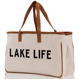 Lake Life Tote Bag - Large Chic Tote Bag - Gift for Her - Girls Weekend Tote - Weekender Bag - Weekend Tote - Boat Bag - Lake Life Gift - Aaria Tees Aaria Tees