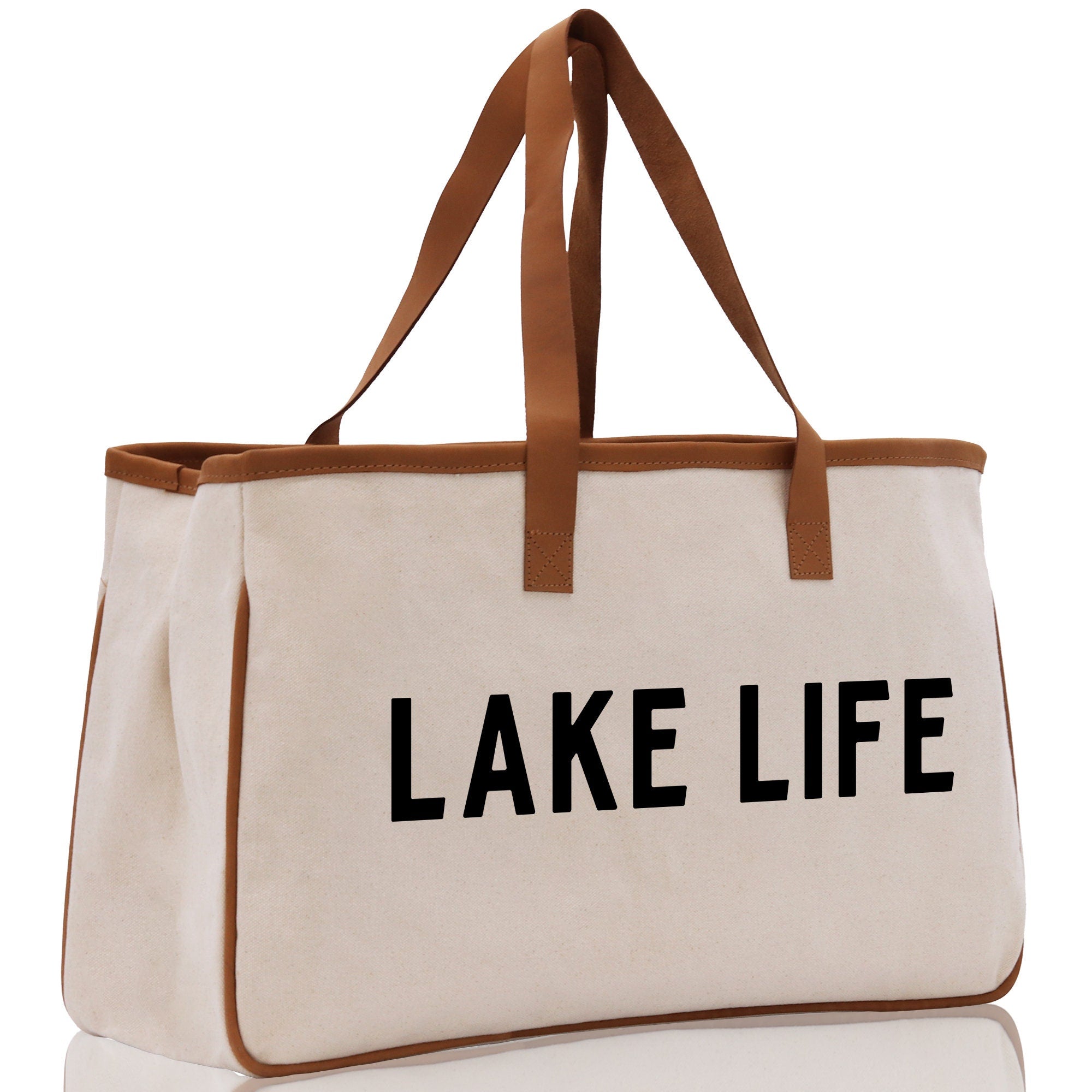 Lake Life Tote Bag - Large Chic Tote Bag - Gift for Her - Girls Weekend Tote - Weekender Bag - Weekend Tote - Boat Bag - Lake Life Gift - Aaria Tees Aaria Tees
