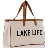 Lake Life Tote Bag - Large Chic Tote Bag - Gift for Her - Girls Weekend Tote - Weekender Bag - Weekend Tote - Boat Bag - Lake Life Gift - Aaria Tees Aaria Tees