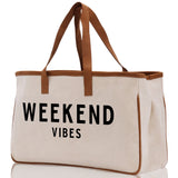 Weekend Vibes Beach Tote Bag - Large Chic Tote Bag - Gift for Her - Girls Weekend Tote - Weekender Bag - Weekend Tote - Weekend Vibes Bag - Aaria Tees Aaria Tees