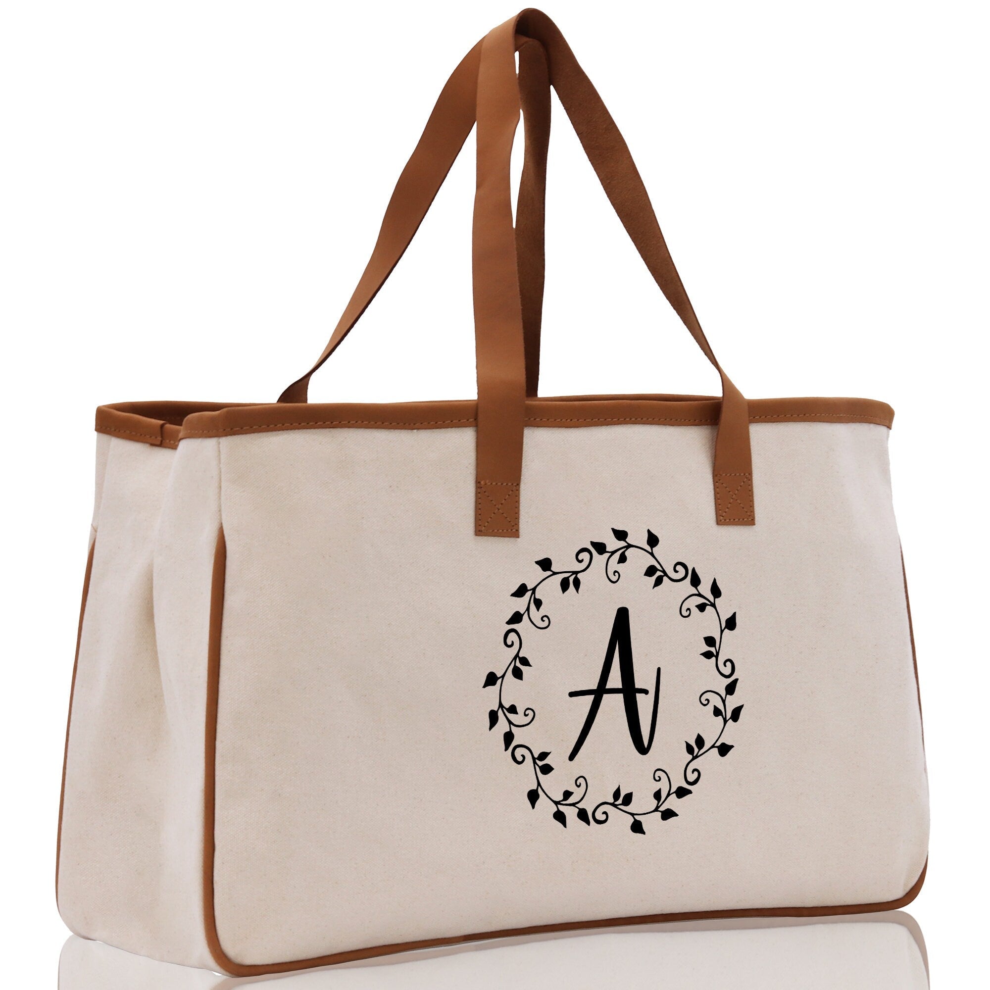 Monogram Beach Canvas Tote Bag Initial Tote Bag Letter Tote Bag Birthday Gift Personalized Tote Bag Personalized Beach Bag Monogrammed Bag - Aaria Tees Aaria Tees