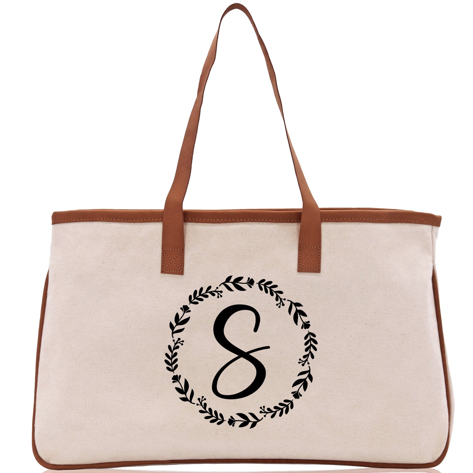 Monogram Beach Canvas Tote Bag Initial Tote Bag Letter Tote Bag Birthday Gift Personalized Tote Bag Personalized Beach Bag Monogrammed Bag - Aaria Tees Aaria Tees