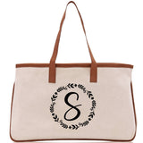 Monogram Beach Canvas Tote Bag Initial Tote Bag Letter Tote Bag Birthday Gift Personalized Tote Bag Personalized Beach Bag Monogrammed Bag - Aaria Tees Aaria Tees