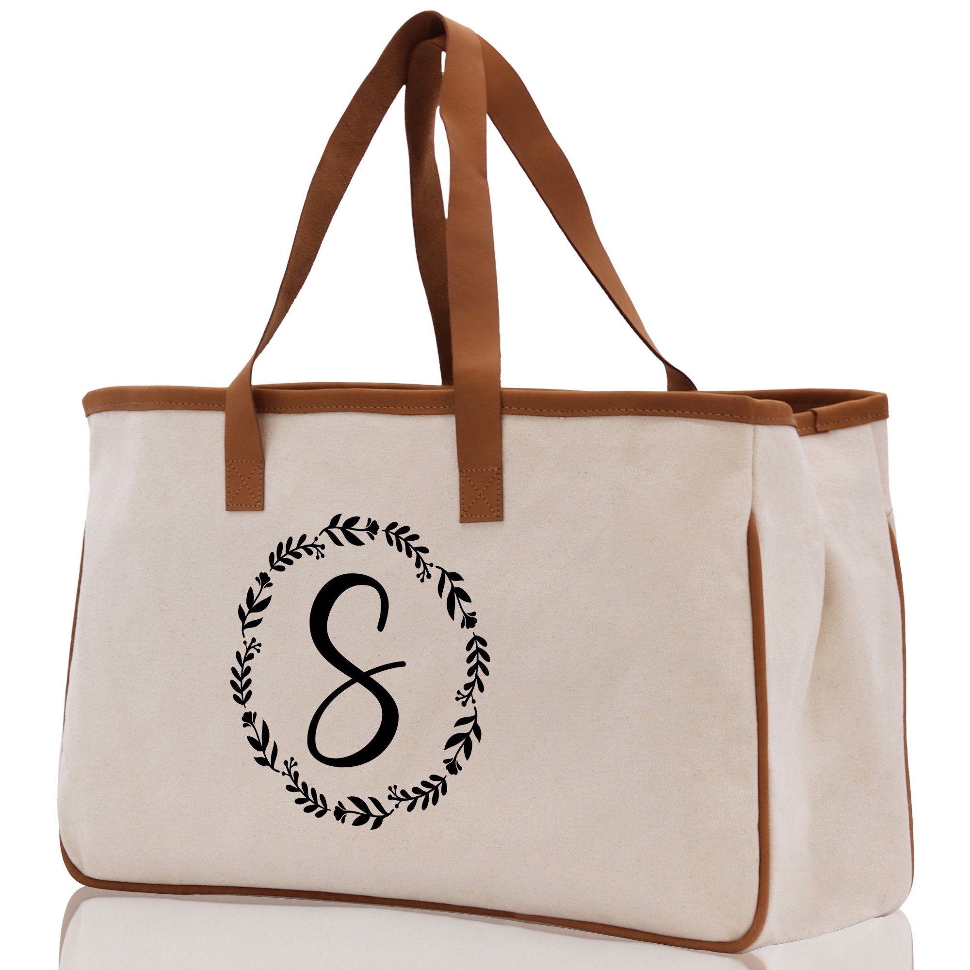 Monogram Beach Canvas Tote Bag Initial Tote Bag Letter Tote Bag Birthday Gift Personalized Tote Bag Personalized Beach Bag Monogrammed Bag - Aaria Tees Aaria Tees