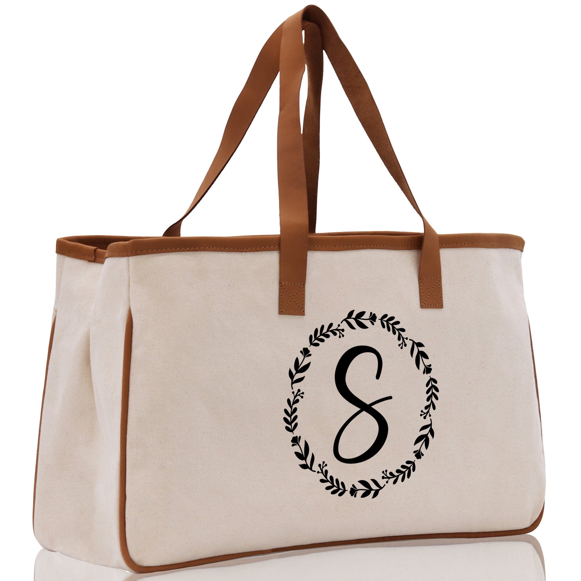 Monogram Beach Canvas Tote Bag Initial Tote Bag Letter Tote Bag Birthday Gift Personalized Tote Bag Personalized Beach Bag Monogrammed Bag - Aaria Tees Aaria Tees