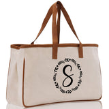Monogram Beach Canvas Tote Bag Initial Tote Bag Letter Tote Bag Birthday Gift Personalized Tote Bag Personalized Beach Bag Monogrammed Bag - Aaria Tees Aaria Tees