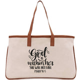 God is within her She will not fall PSALM 46:5 Religious Tote Bag for Women Bible Verse Canvas Tote Bag Religious Gifts Church Tote Bag - Aaria Tees Aaria Tees