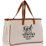 God is within her She will not fall PSALM 46:5 Religious Tote Bag for Women Bible Verse Canvas Tote Bag Religious Gifts Church Tote Bag - Aaria Tees Aaria Tees