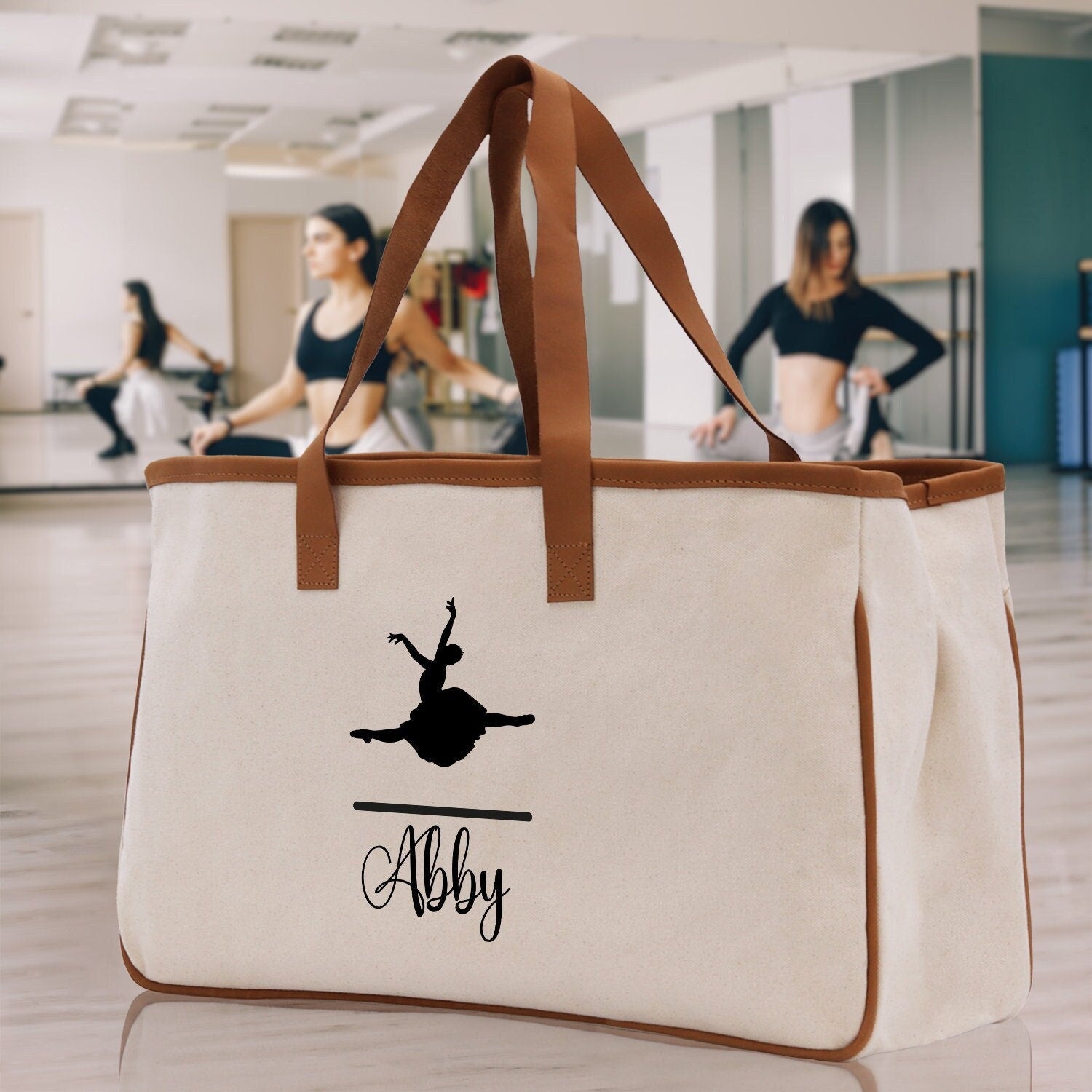 Dance Personalized Tote Bag Ballet Bag Gymnastic Bag Ballerina Bag Dancer Gift Dance Teacher Gift Dance Student Bag Custom for Women Girls - Aaria Tees Aaria Tees