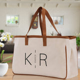 Initials and Last Name Customized Embroidered Tote Bag 100% Cotton Canvas Chic Personalized Tote Bag for Bridesmaid Anniversary Wedding Day - Aaria Tees Aaria Tees