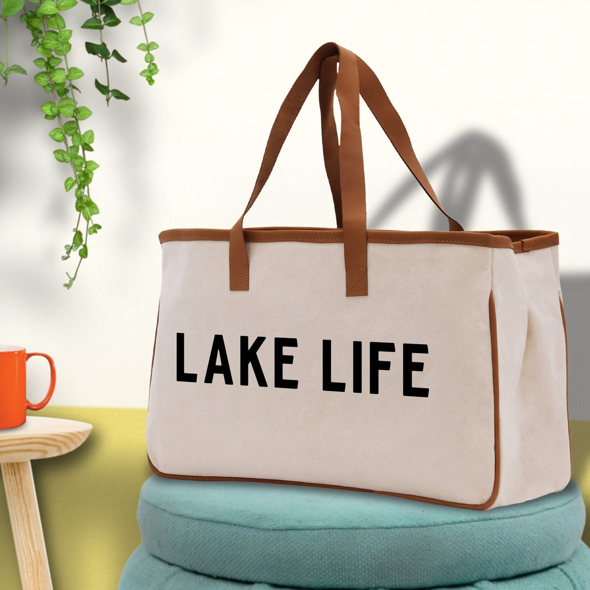 Lake Life Tote Bag - Large Chic Tote Bag - Gift for Her - Girls Weekend Tote - Weekender Bag - Weekend Tote - Boat Bag - Lake Life Gift - Aaria Tees