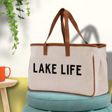 Lake Life Tote Bag - Large Chic Tote Bag - Gift for Her - Girls Weekend Tote - Weekender Bag - Weekend Tote - Boat Bag - Lake Life Gift - Aaria Tees Aaria Tees