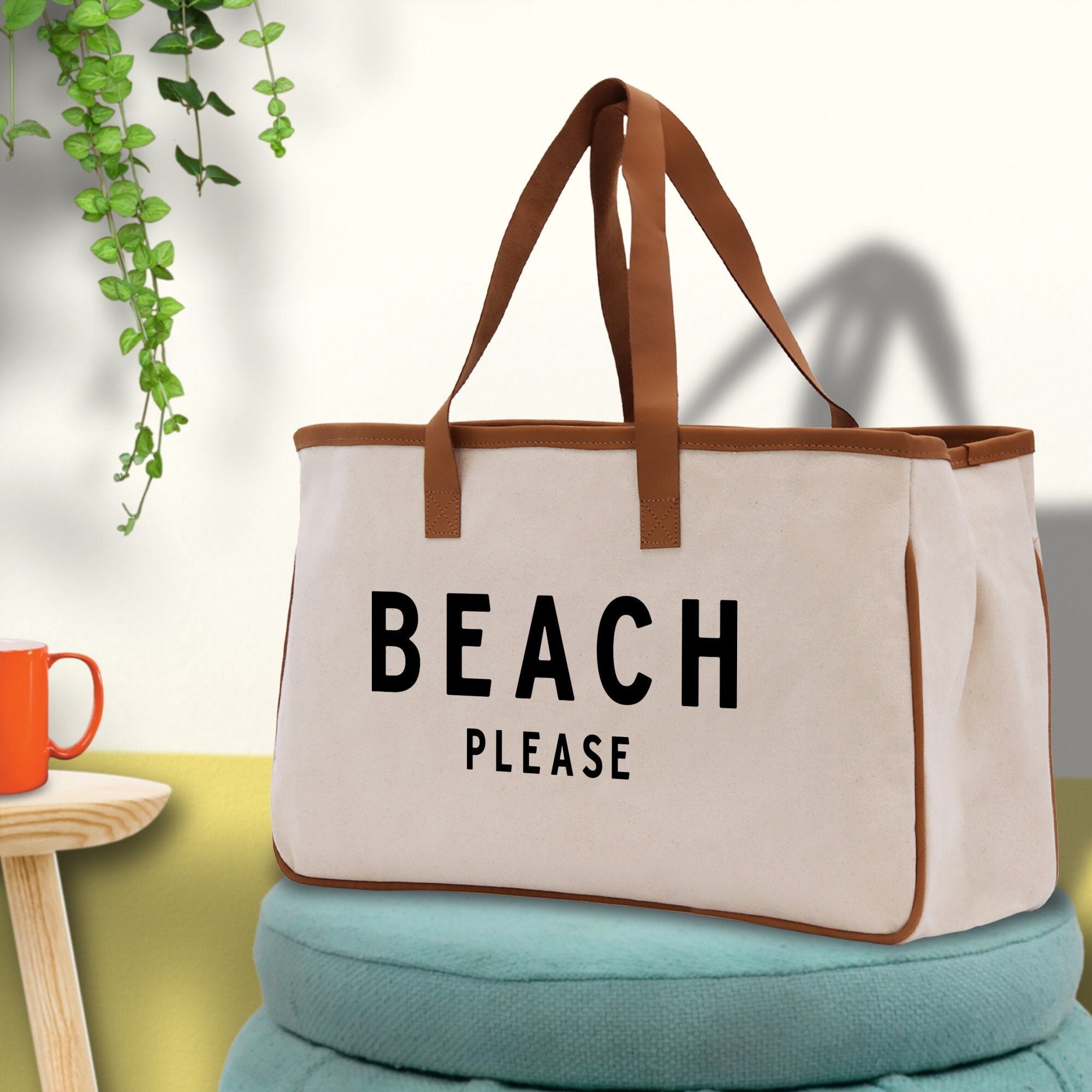 Beach Please Tote Bag - Large Chic Tote Bag - Gift for Her - Girls Weekend Tote - Weekender Bag - Weekend Tote - Beach Tote Bag - Aaria Tees Aaria Tees