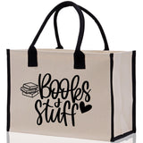 Books Stuff Tote Bag Bookworm Gift Book Quotes Party Gift Book Lover Tote Book Canvas Tote Bag Birthday Gift Library Bag Grocery Bag - Aaria Tees Aaria Tees