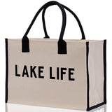 Lake Life Tote Bag - Large Chic Tote Bag - Gift for Her - Girls Weekend Tote - Weekender Bag - Weekend Tote - Boat Bag - Lake Life Gift - Aaria Tees Aaria Tees