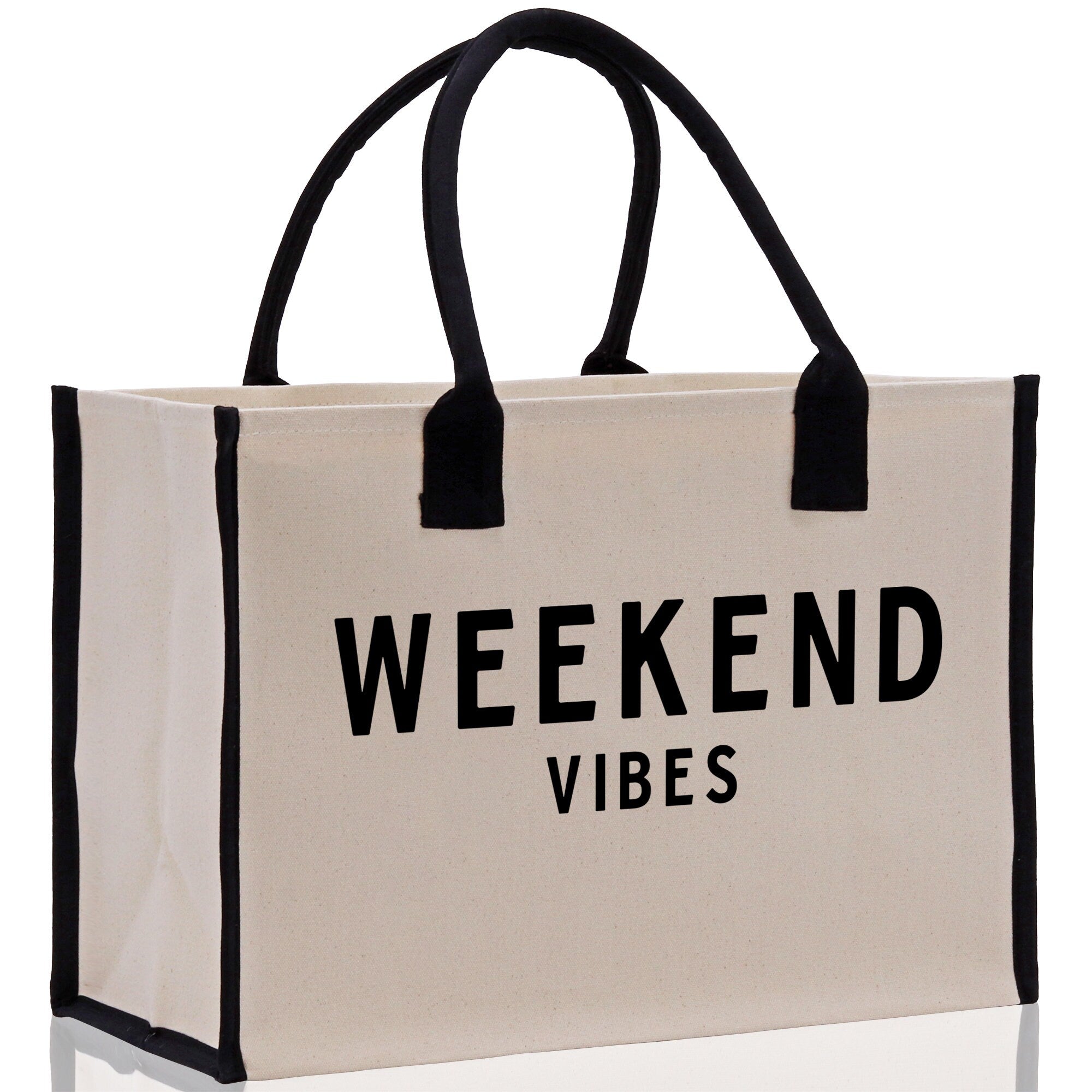 Weekend Vibes Beach Tote Bag - Large Chic Tote Bag - Gift for Her - Girls Weekend Tote - Weekender Bag - Weekend Tote - Weekend Vibes Bag - Aaria Tees Aaria Tees