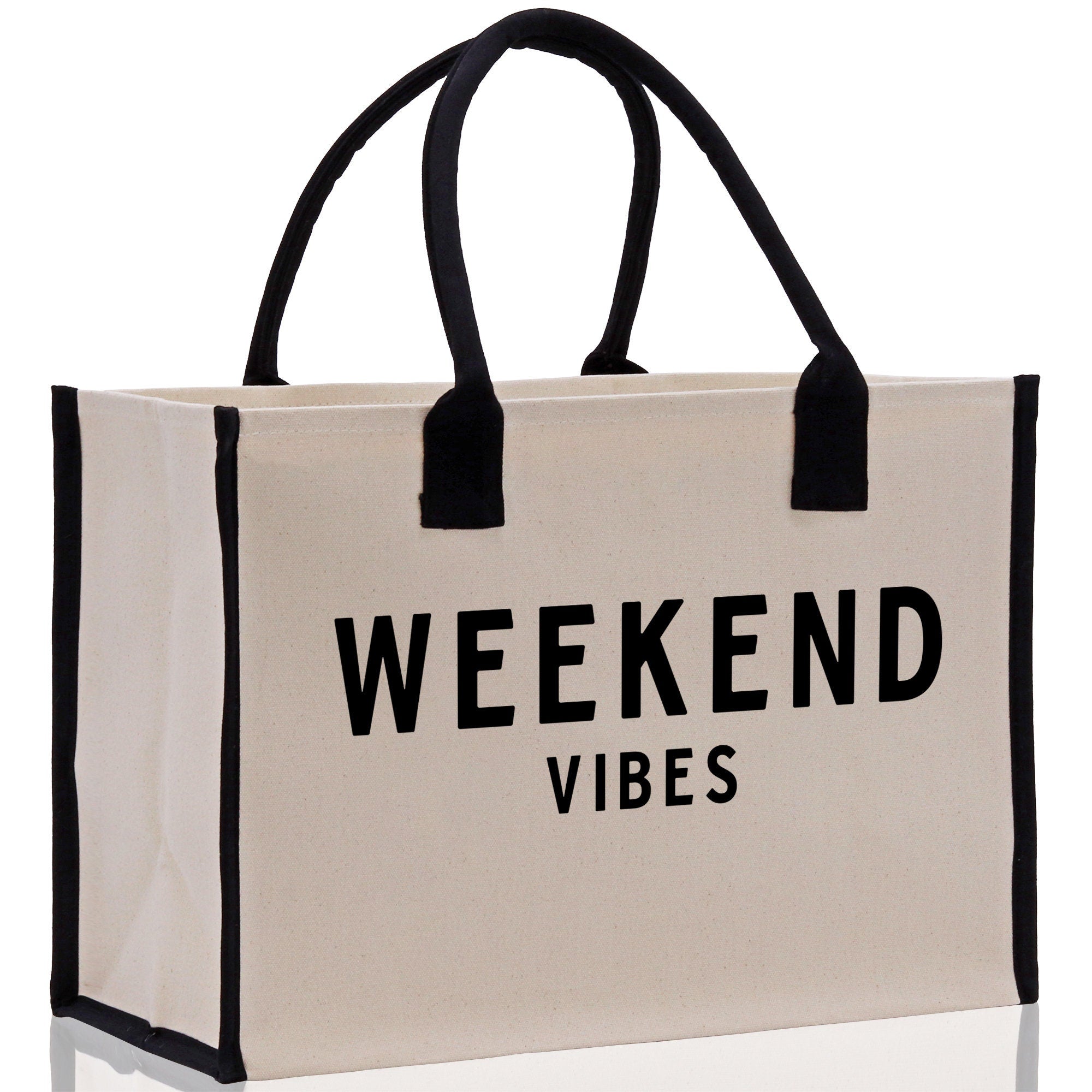 Weekend Vibes Beach Tote Bag - Large Chic Tote Bag - Gift for Her - Girls Weekend Tote - Weekender Bag - Weekend Tote - Weekend Vibes Bag - Aaria Tees Aaria Tees