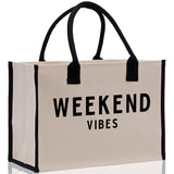 Weekend Vibes Beach Tote Bag - Large Chic Tote Bag - Gift for Her - Girls Weekend Tote - Weekender Bag - Weekend Tote - Weekend Vibes Bag - Aaria Tees Aaria Tees