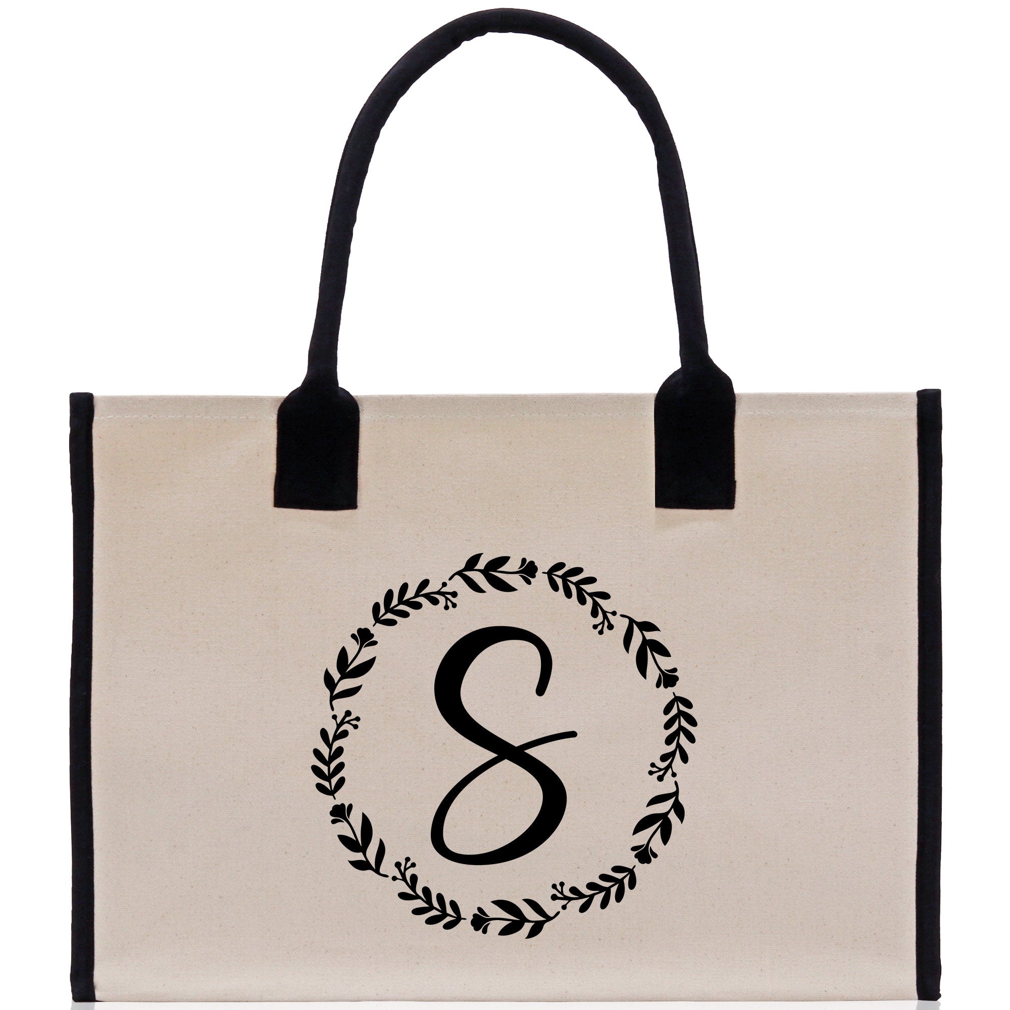 Monogram Beach Canvas Tote Bag Initial Tote Bag Letter Tote Bag Birthday Gift Personalized Tote Bag Personalized Beach Bag Monogrammed Bag - Aaria Tees Aaria Tees
