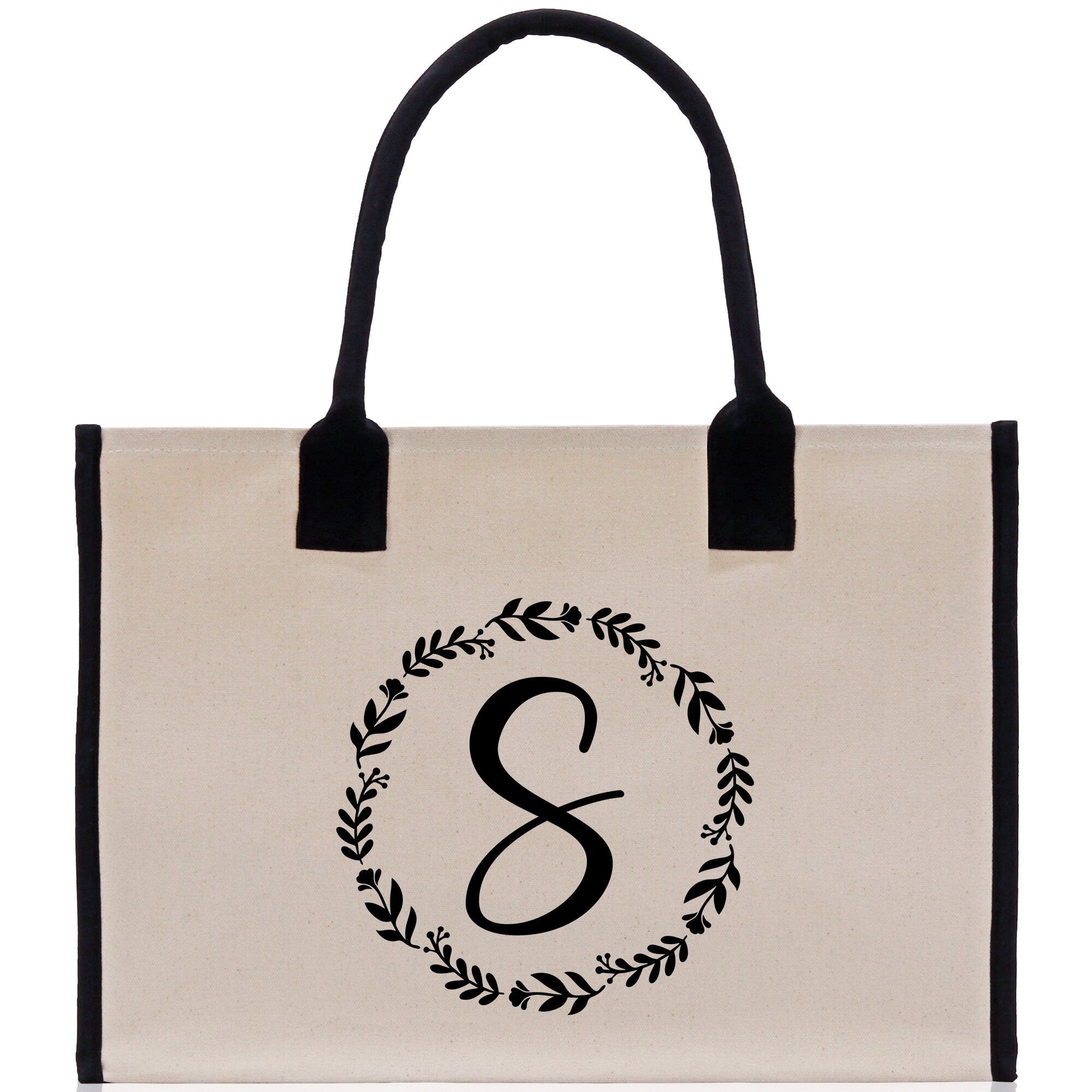 Monogram Beach Canvas Tote Bag Initial Tote Bag Letter Tote Bag Birthday Gift Personalized Tote Bag Personalized Beach Bag Monogrammed Bag - Aaria Tees Aaria Tees
