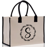 Monogram Beach Canvas Tote Bag Initial Tote Bag Letter Tote Bag Birthday Gift Personalized Tote Bag Personalized Beach Bag Monogrammed Bag - Aaria Tees Aaria Tees
