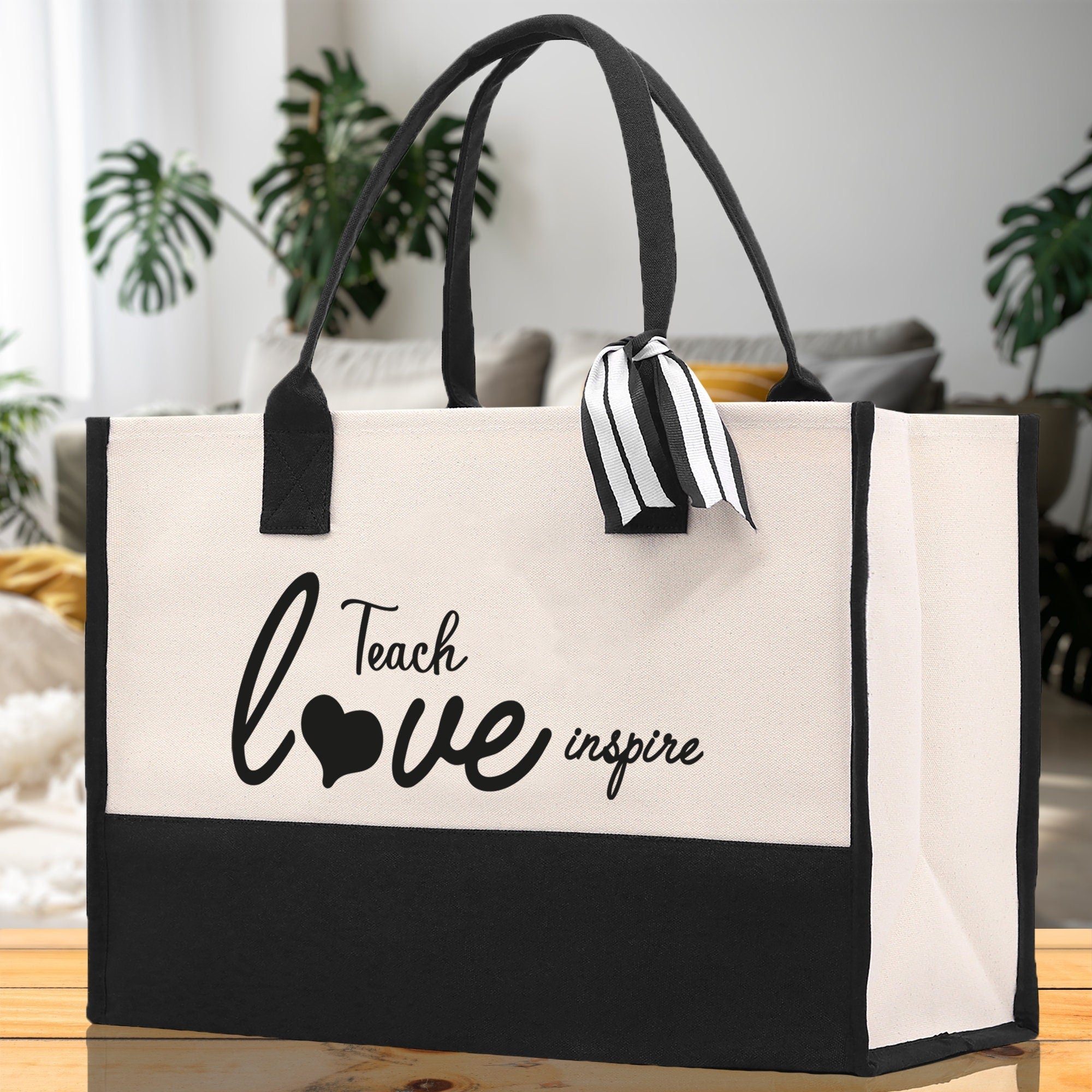 Teach Love Inspire Canvas Tote Bag Teacher Bag Teacher Gift Teacher Retirement Gift Best Teacher Gifts Teacher Appreciation Gift - Aaria Tees Aaria Tees