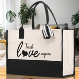 Teach Love Inspire Canvas Tote Bag Teacher Bag Teacher Gift Teacher Retirement Gift Best Teacher Gifts Teacher Appreciation Gift - Aaria Tees Aaria Tees