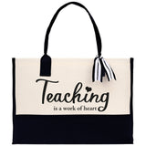 Teaching Is A Work Of Heart Tote Bag Teacher Bag Teacher Gift Teacher Retirement Gift Best Teacher Gifts Teacher Appreciation Gift - Aaria Tees Aaria Tees
