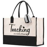 Teaching Is A Work Of Heart Tote Bag Teacher Bag Teacher Gift Teacher Retirement Gift Best Teacher Gifts Teacher Appreciation Gift - Aaria Tees Aaria Tees