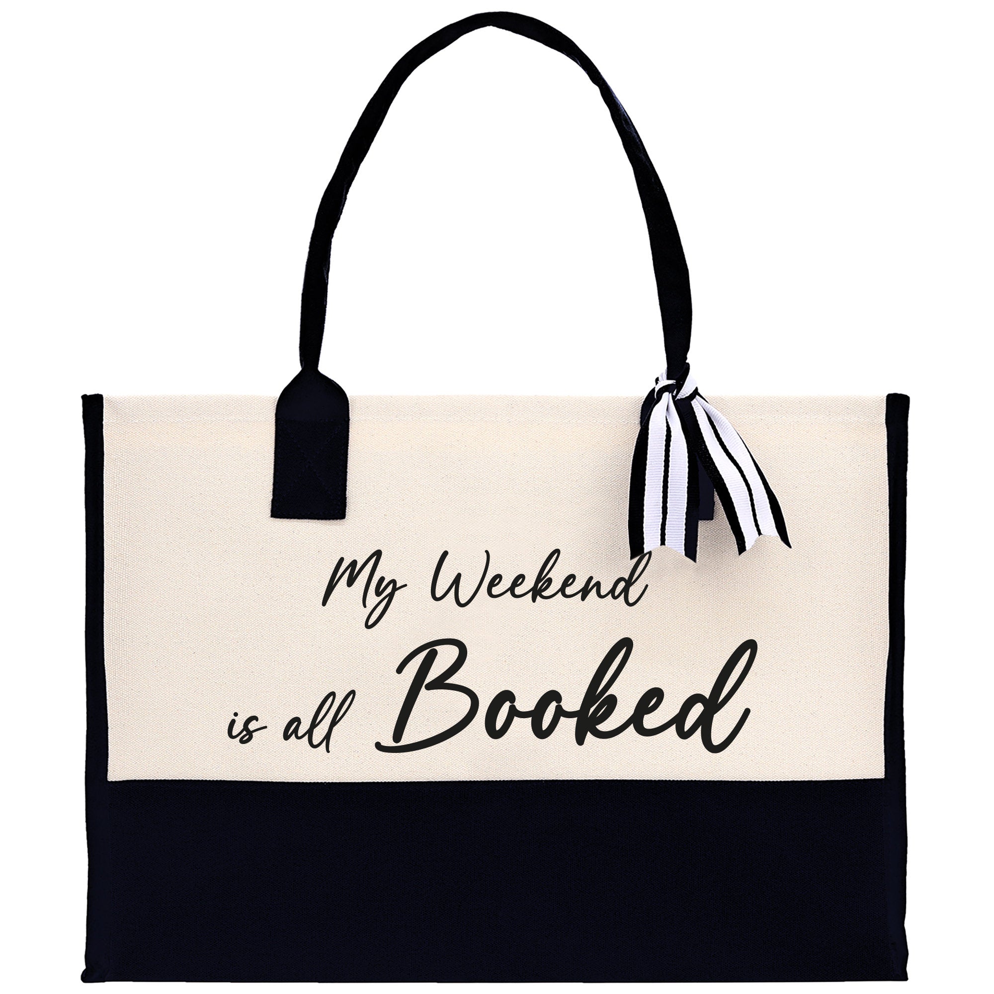 My Weekend Is All Booked Canvas Tote Bag Birthday Gift for Her Weekender Tote Bag Beach Tote Bag Canvas Large Beach Tote Bag Chic Tote Bag - Aaria Tees Aaria Tees