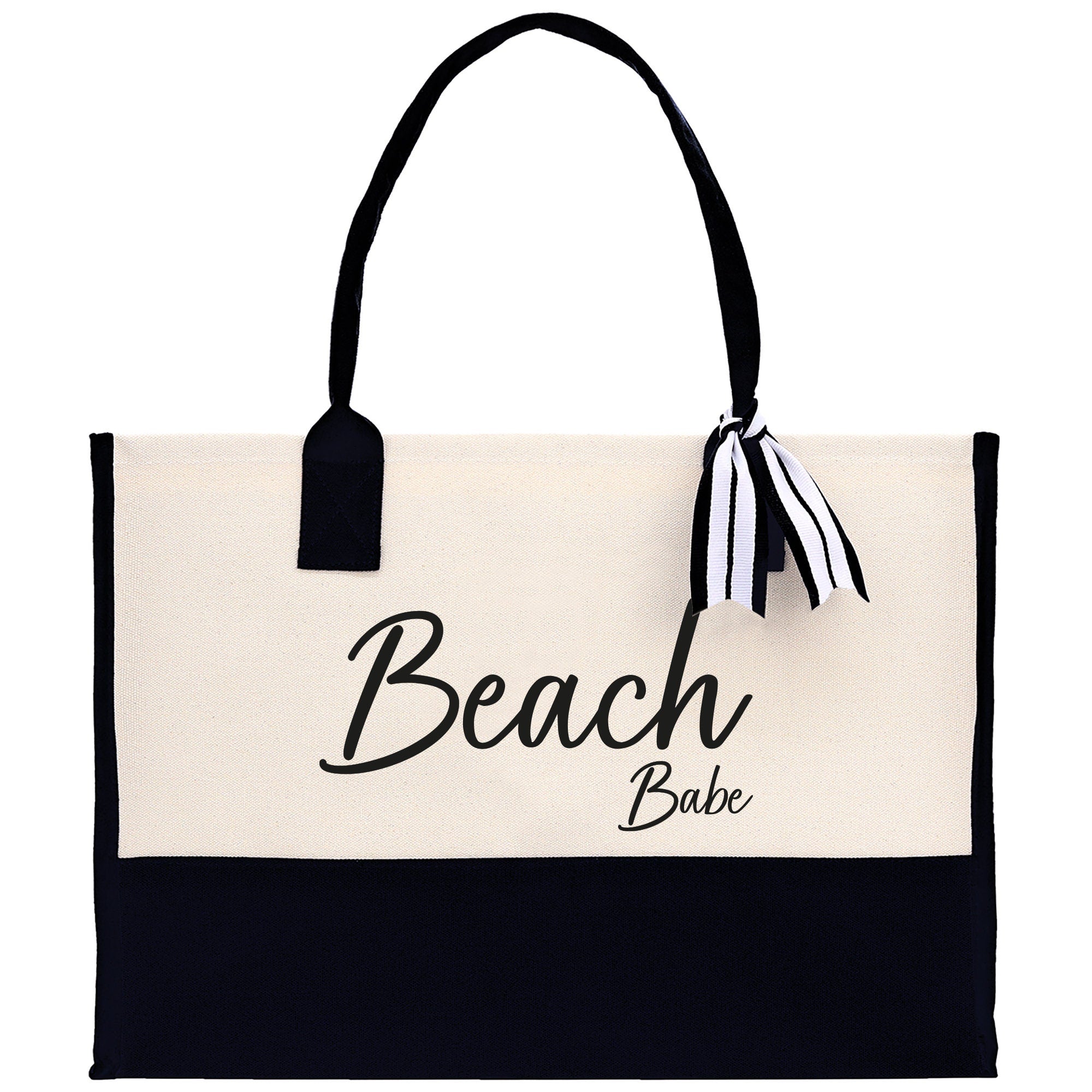 Beach Babe Canvas Tote Bag Birthday Gift for Her Weekender Tote Bag Beach Tote Bag Large Beach Tote Bag - Aaria Tees Aaria Tees