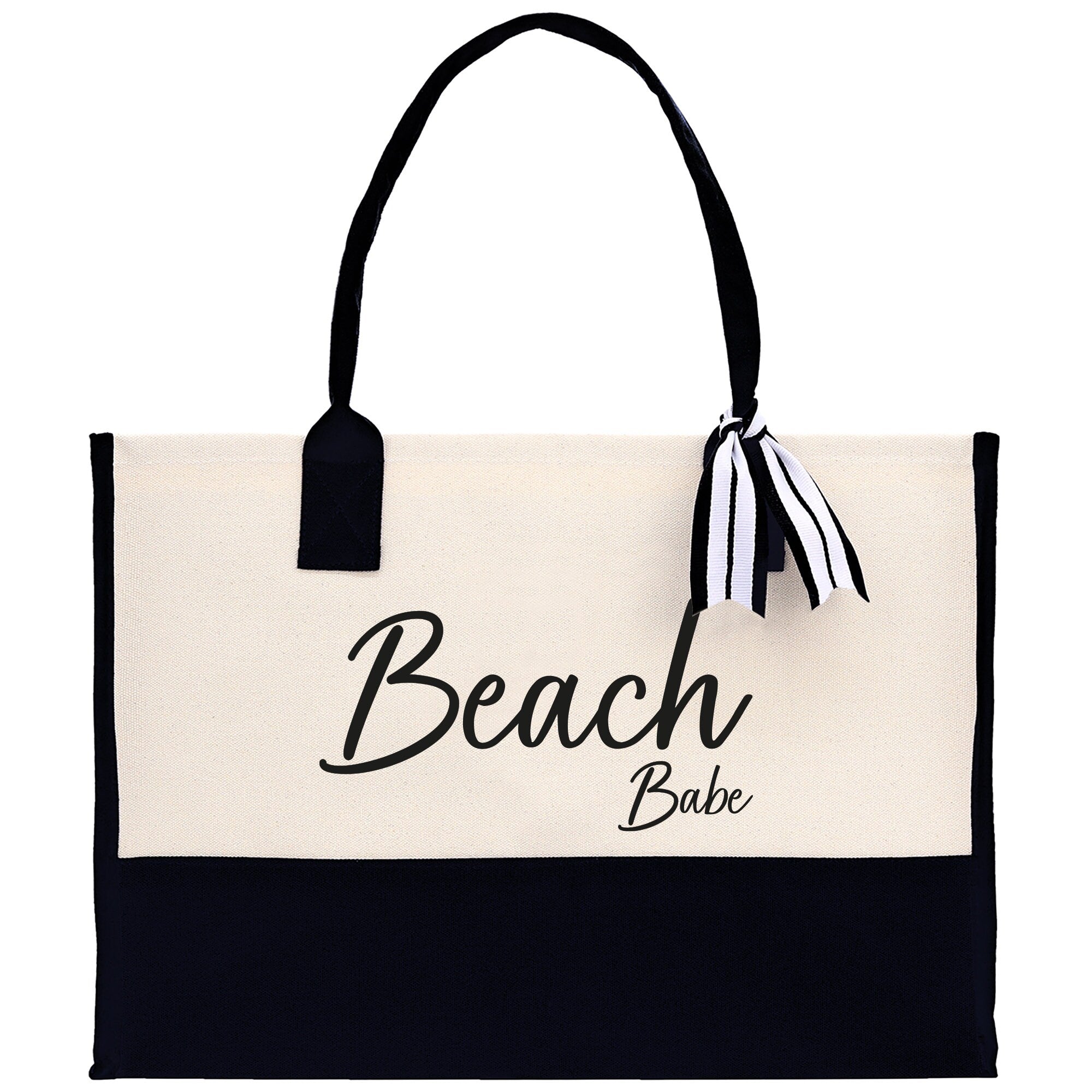 Beach Babe Canvas Tote Bag Birthday Gift for Her Weekender Tote Bag Beach Tote Bag Large Beach Tote Bag - Aaria Tees Aaria Tees