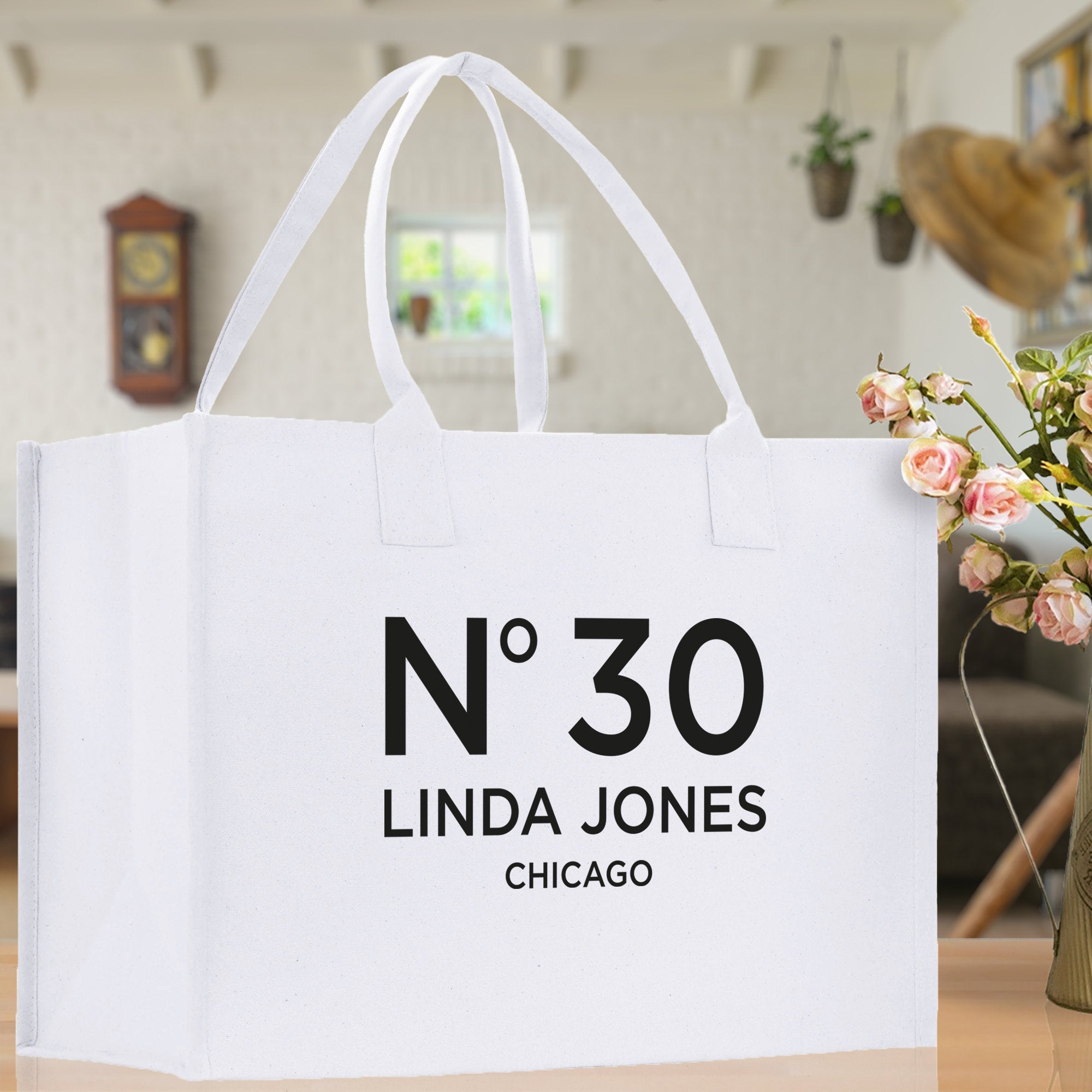 Birthday Celebration Personalized Gift Canvas Tote Bag with Name and State 40th 50th Birthday Gift Tote Bag for Her Custom Birthday Gift - Aaria Tees Aaria Tees