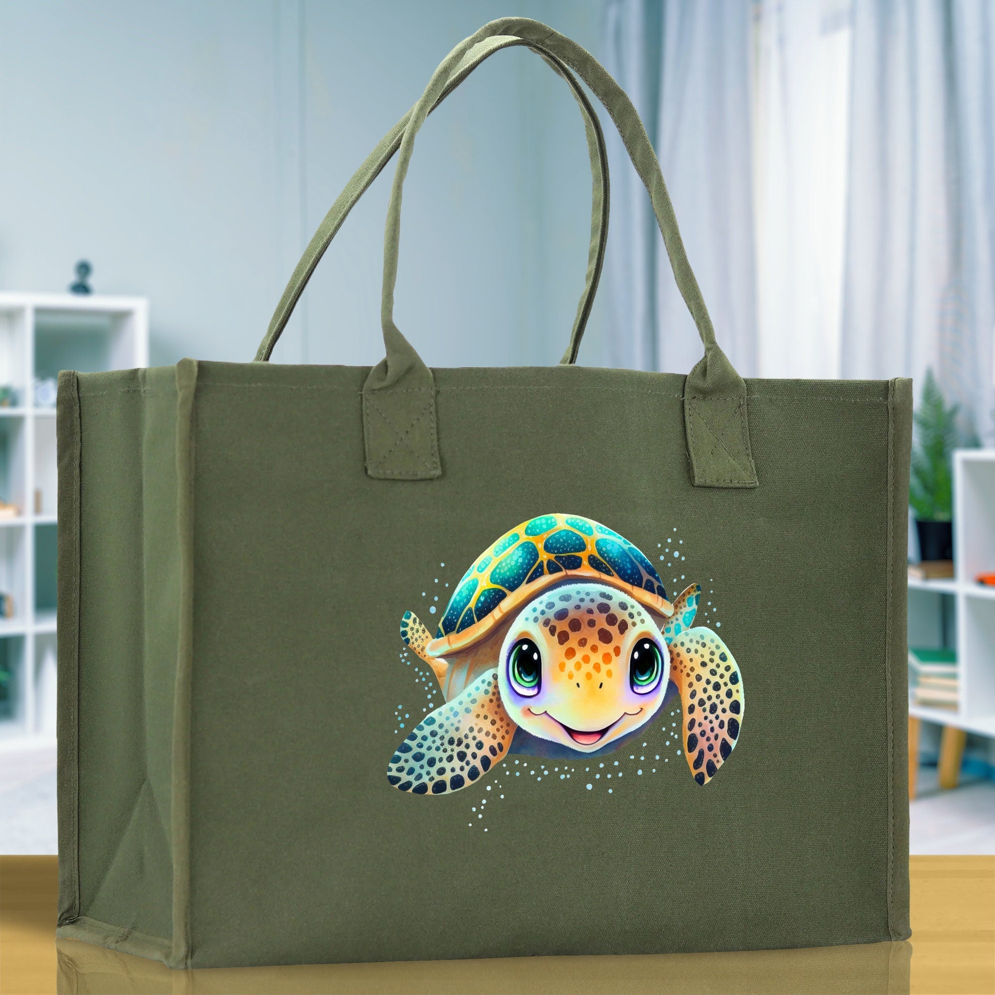 Sea Turtle Canvas Tote Bag Ocean Tote Bag Turtle Lover Tote Bag Animal Lover toTe Bag Ocean Lover Gift Tortoise Tote Bag Nature Lover Tote - Aaria Tees Aaria Tees